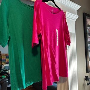 Women’s Bright Pink and Green T-Shirts (you get both)